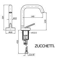 MEDIDAS MONOMANDO LAVABO ISY22 ZUCCHETTI 